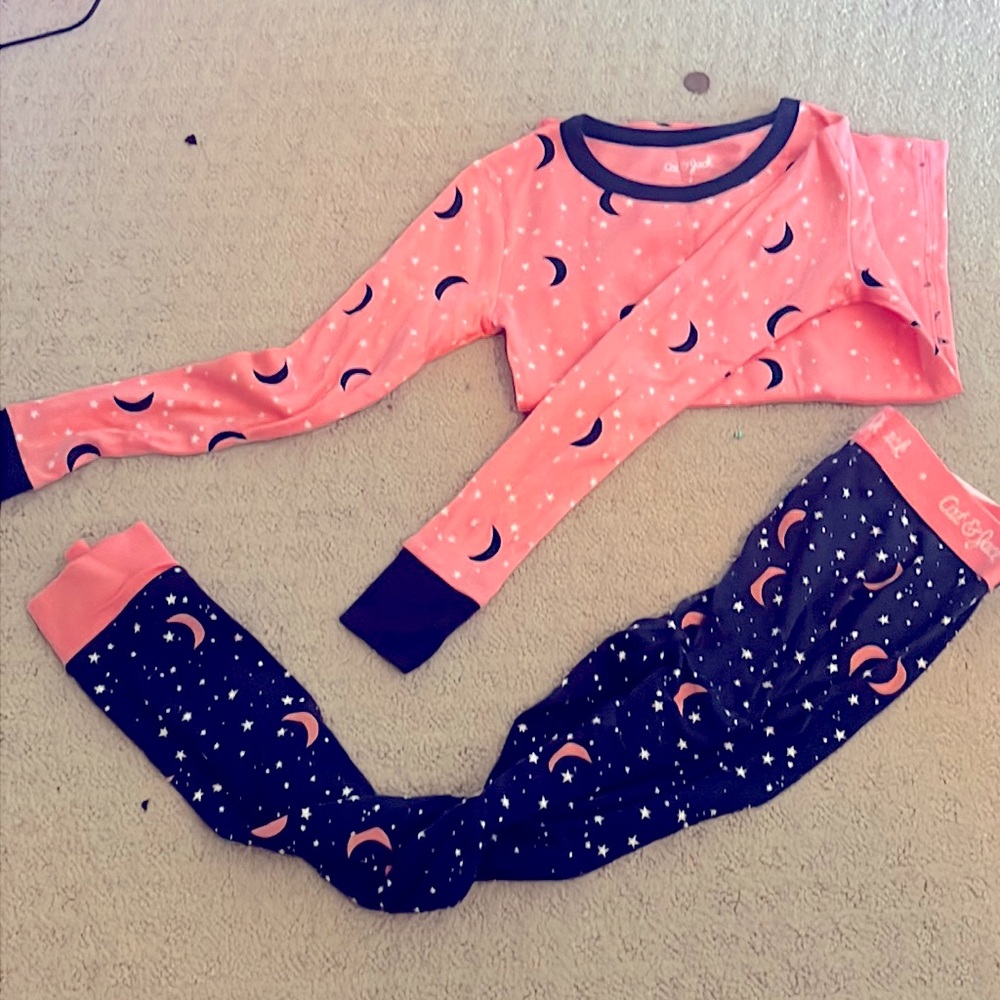 Cat & Jack girls Pj set pink and blue moon and stars